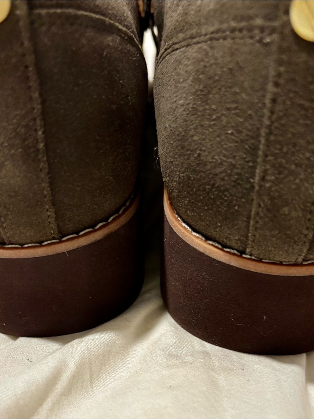 New Vionic Women's Dark Brown Suede Buckle Lug Loafers - Picture 3 of 5